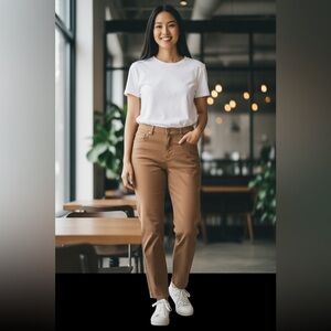 J. Jill-12p- Denim Slim Ankle Pants in Tan Cotton Rayon Blend